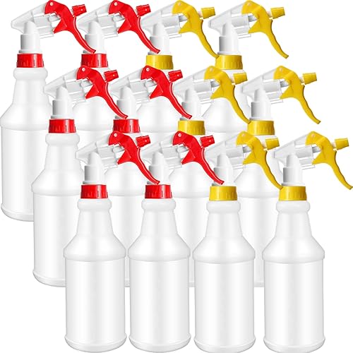 Eccliy 12 botellas de plástico de 16 onzas, a prueba de fugas, vacías y reutilizables para limpieza, agua, detalles de automóviles o baño y cocina,