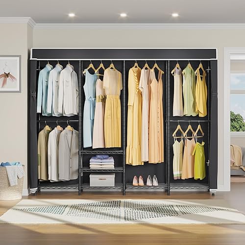 Vista 46 de VIPEK V40C - Perchero de ropa cubierto resistente con cubierta, armario independiente personalizado, armarios portátiles para dormitorio, armario