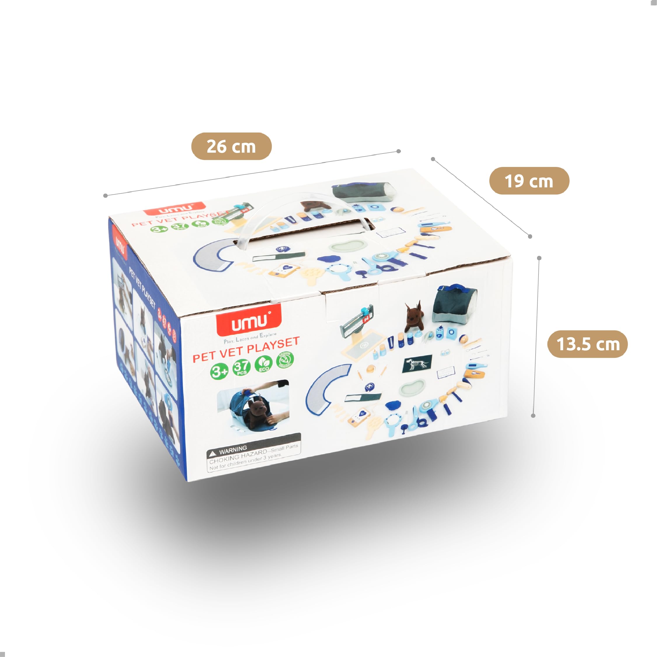 UMU® Jeu de vétérinaire pour Enfants en Bois avec modèle de Chien, stéthoscope, tensiomètre, etc., Jouet vétérinaire pour Le Jeu de rôle, Set de 37 pièces pour Les Filles et garçons de 3, 4, 5 Ans