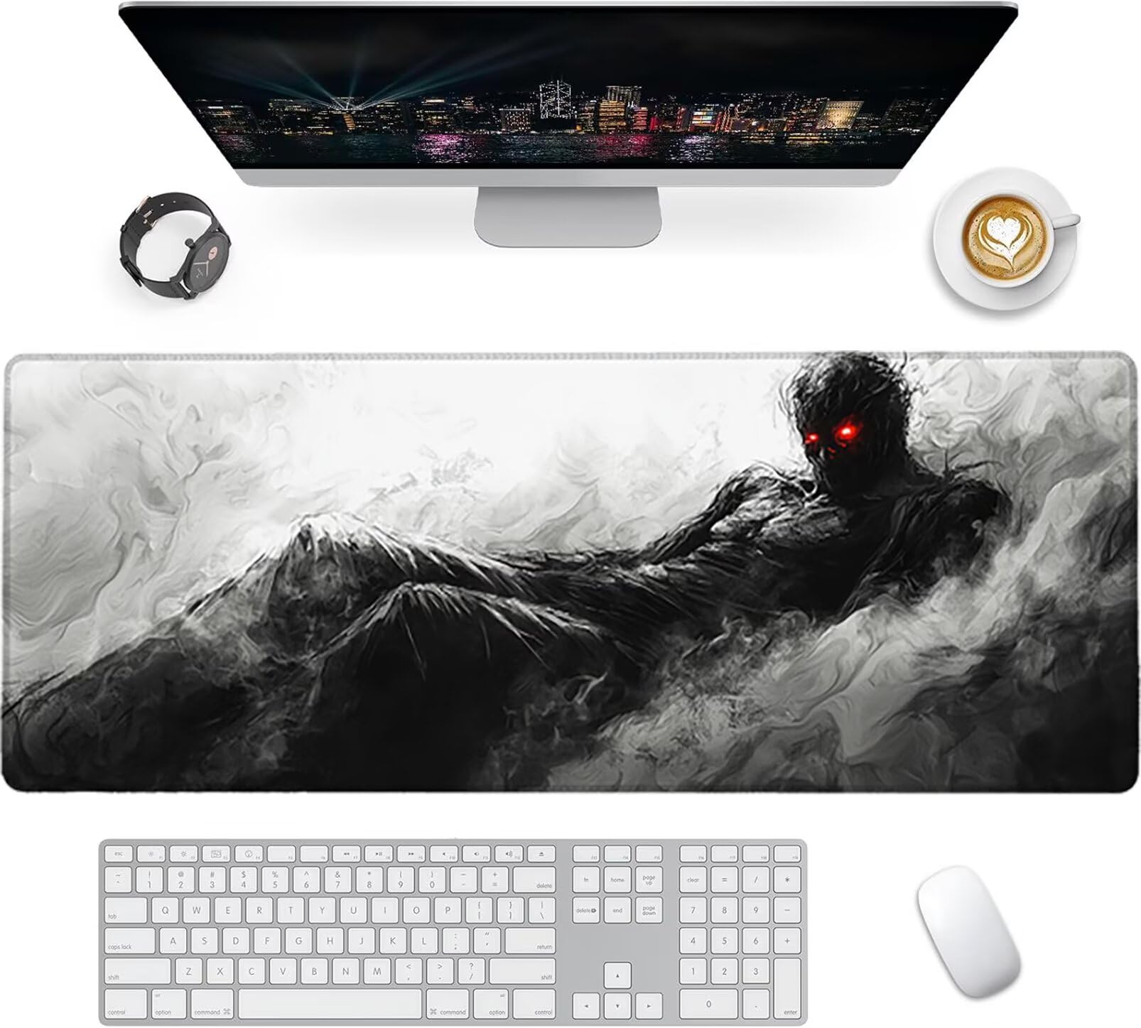 Lpfieonn Abstrakt Großes Schreibtischunterlage, XXL Schreibtischunterlagen, Schwarz XXL Wasserdicht Gaming Mousepad mit Vernähter Rand und Rutschfeste Gummibasis, für Hause/Büro 120x60cm PF-3573