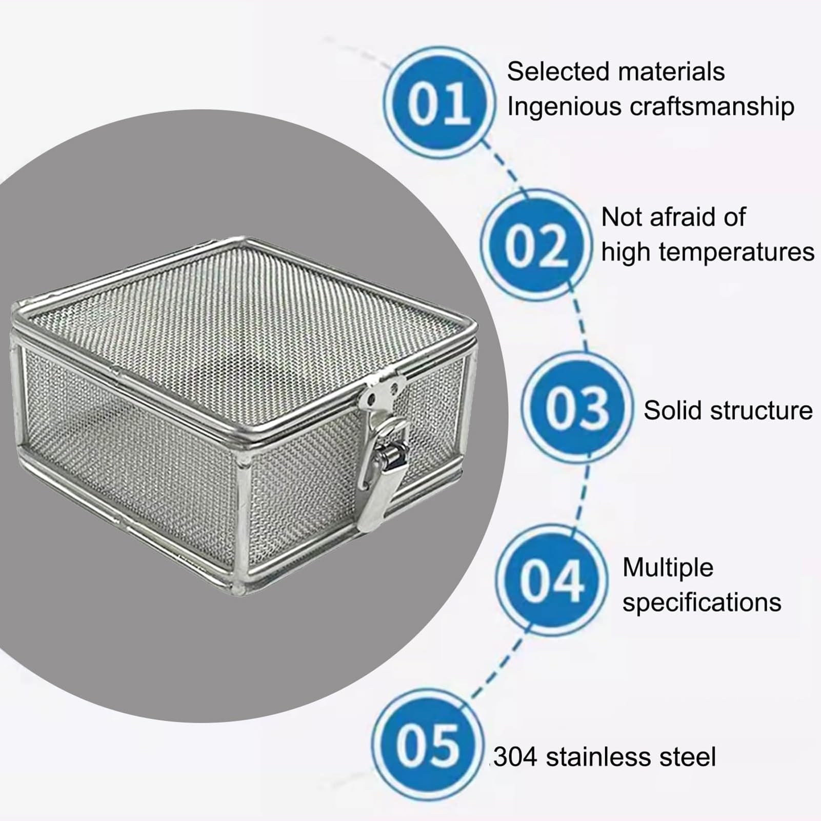 Cestini di sterilizzazione per strumenti dentali medici chirurgici, vassoio di disinfezione medica perforato con coperchio, acciaio inossidabile 304