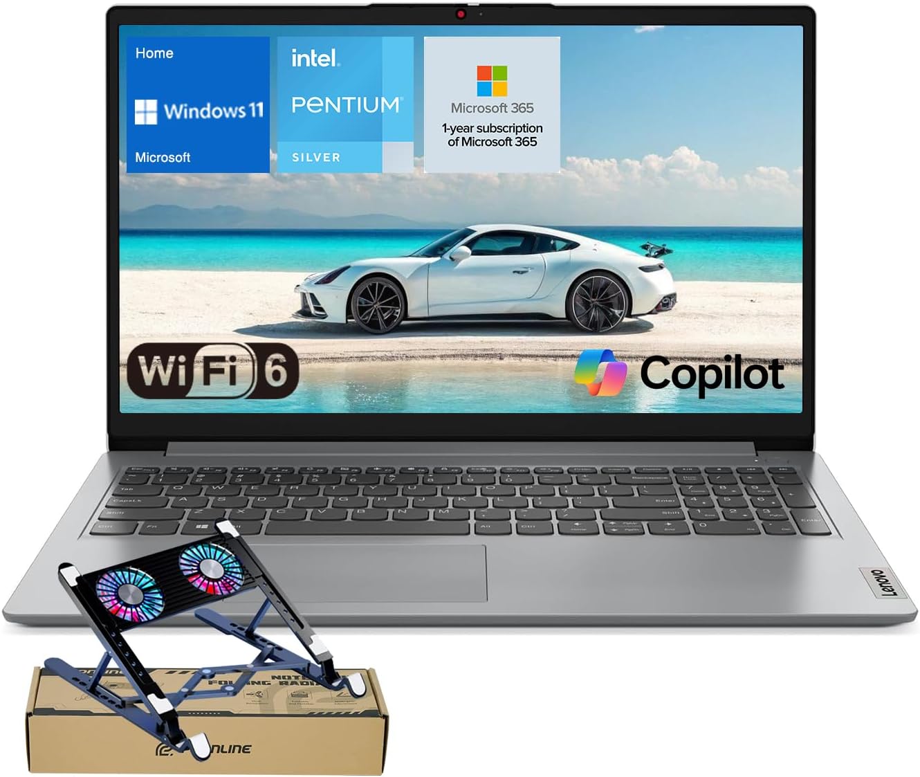 Lenovo IdeaPad 2025 Home 15 Laptop, FHD Anti-Glare Display, Intel 4-core CPU, 10HR Battery, Win11, 1Yr ADP + Office 365 with 1TB Cloud, 8GB RAM, 128GB Storage, w/Laptop Cooler