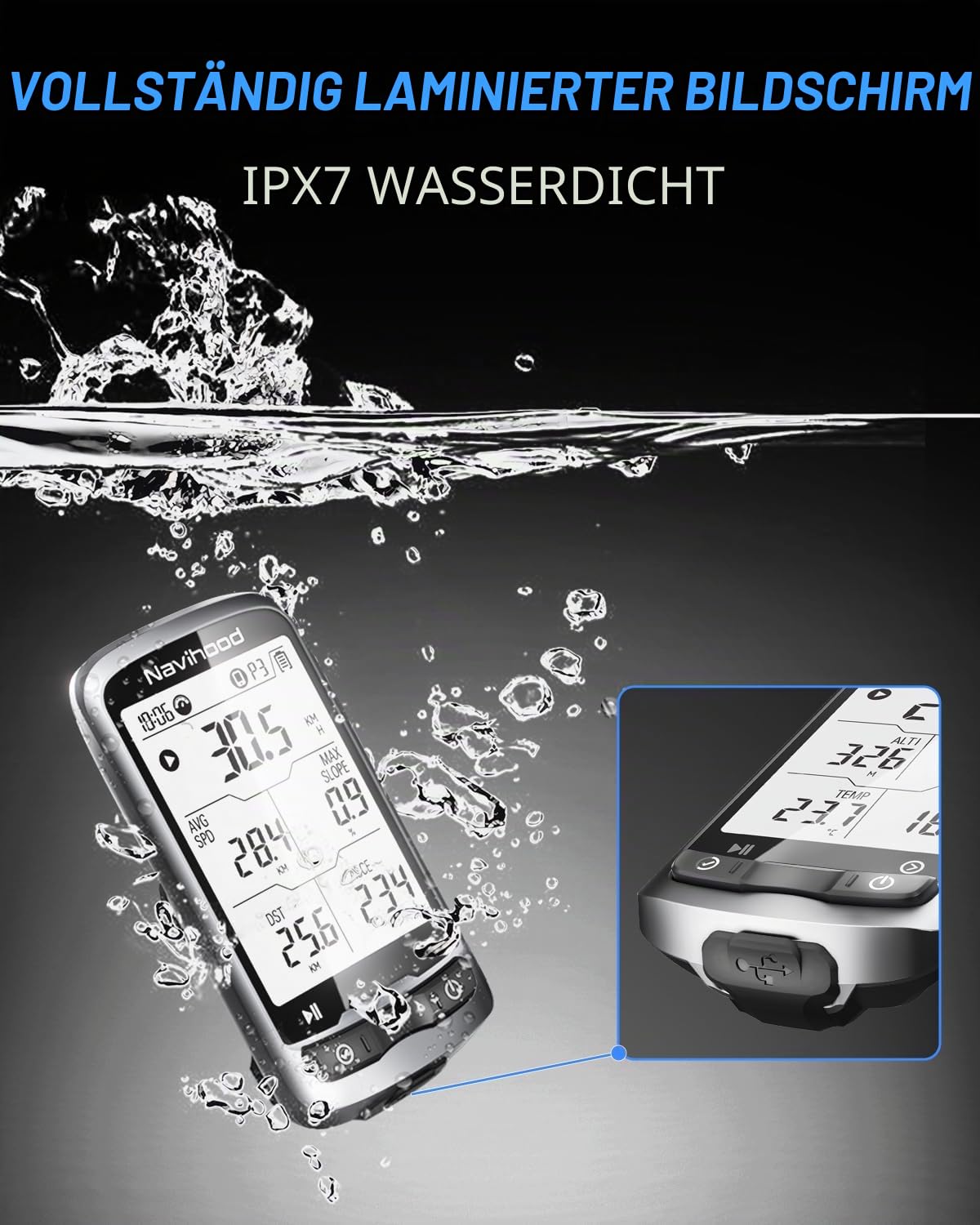 L4 Einsteiger GPS-Fahrradcomputer kabellos, laminierter 2,3-Zoll-Bildschirm, ultradünn und leicht, IPX7 wasserdicht, Bluetooth ANT+ Fahrradcomputer