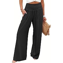 Women Palazzo Pants Summer Flowy Wide Leg High Waist Lounge Trousers with Pockets 2026 Casual Beach Vacation Outfits