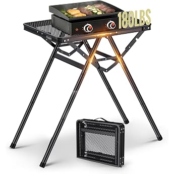 Anbte Folding BBQ Table 60 x 40 cm X-Frame Design 80 kg Load Capacity Black