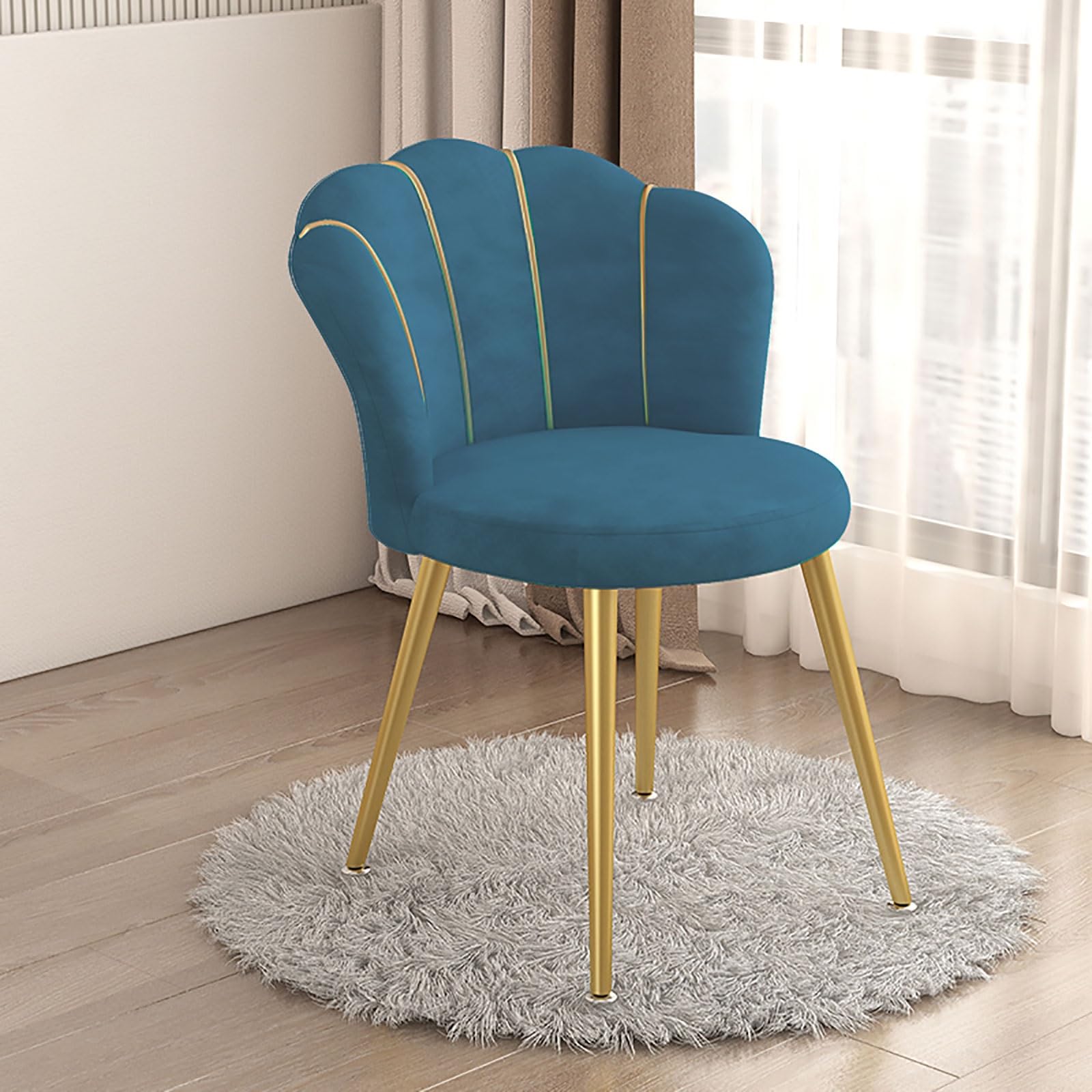 blue dressing table chair Amazon.com: NMDCDH Modern Blue Solid Vanity Chair - Makeup/Dressing Stool  with Wing Back & Petal Arms - Adjustable Height