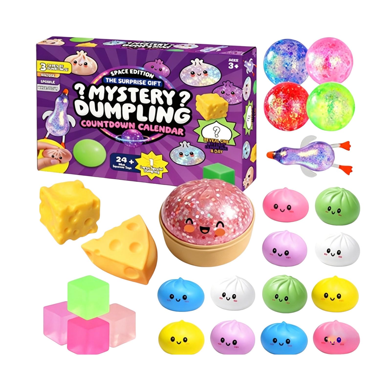 Dumpling Squishy, 2026 Squishy Dumpling Mystery Advent Countdown Calendar, 24 PCS Random Surprise Squishies Toys, Stress Relief Sensory Fidget Toy for Anxiety Relief Hand Relax, Birthday Gifts (A-2) — view 4