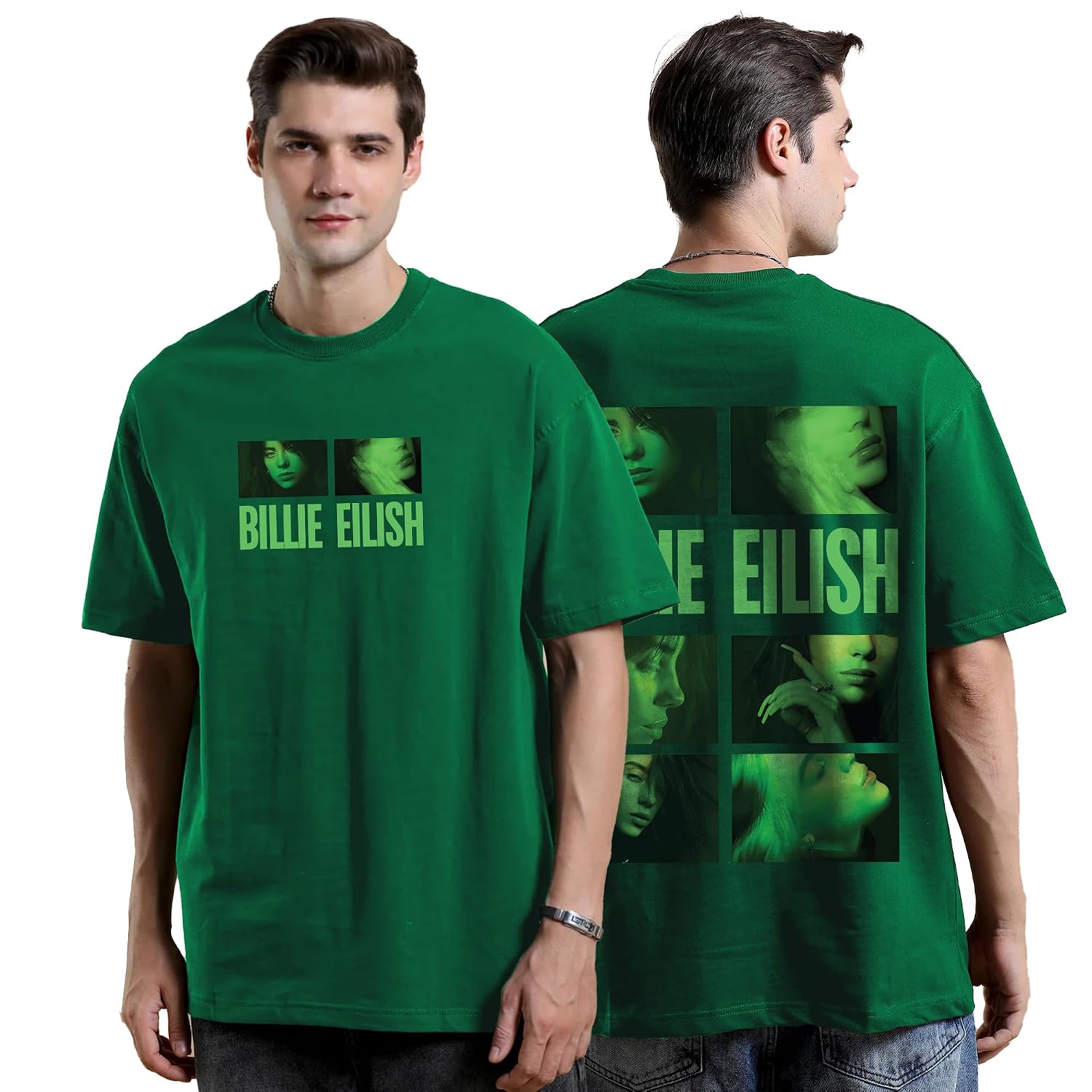 AWARA BACHA Billie Eilish Oversized Green Tshirt for Men and Women Music Artist Celebrity Fan Merchandise Drop Shoulder Un... - Review, Price and Buying Guide