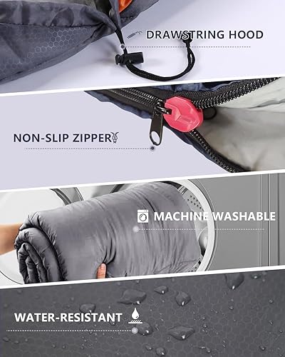 Miniatura 5 de Saco de dormir, para mochila, ligero, impermeable, para clima frío, campamento, senderismo, viajar, cacería, con bolsa de compresión, para adulto y