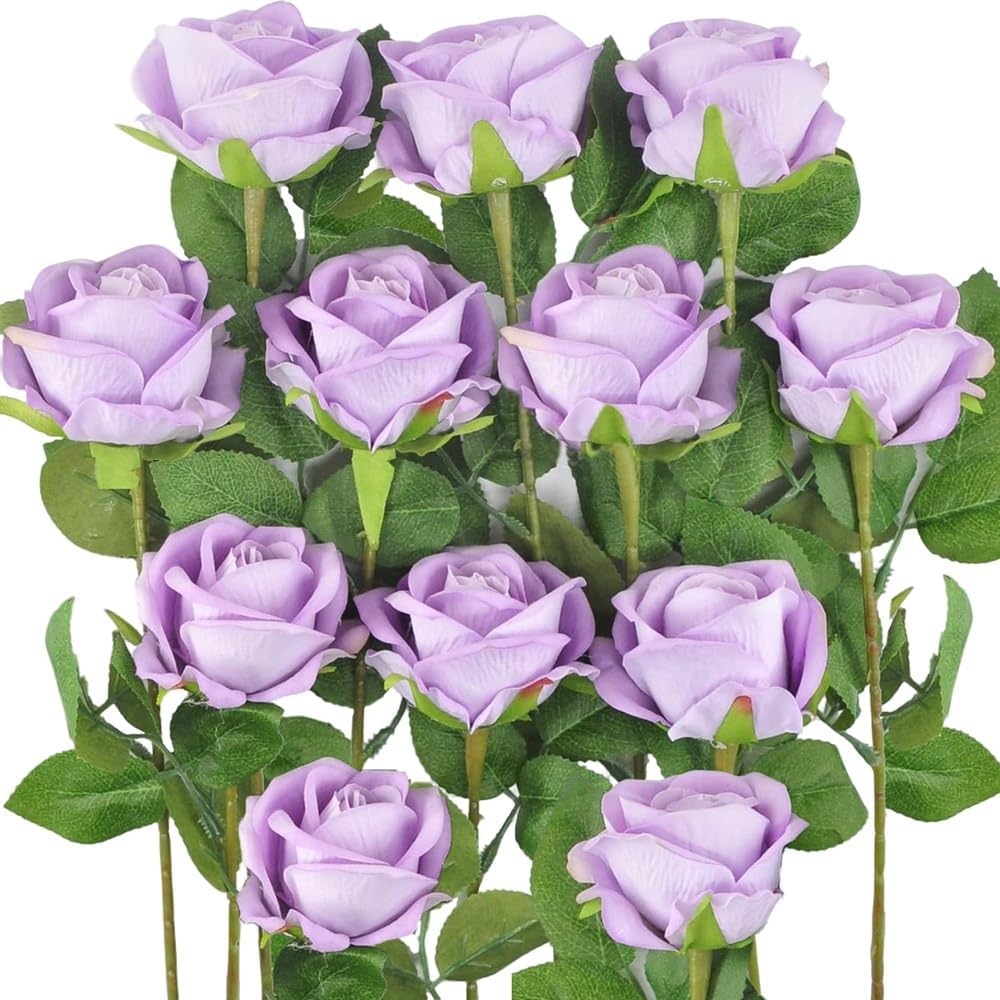 Jasion 12PCS Artificial Roses Realistic...