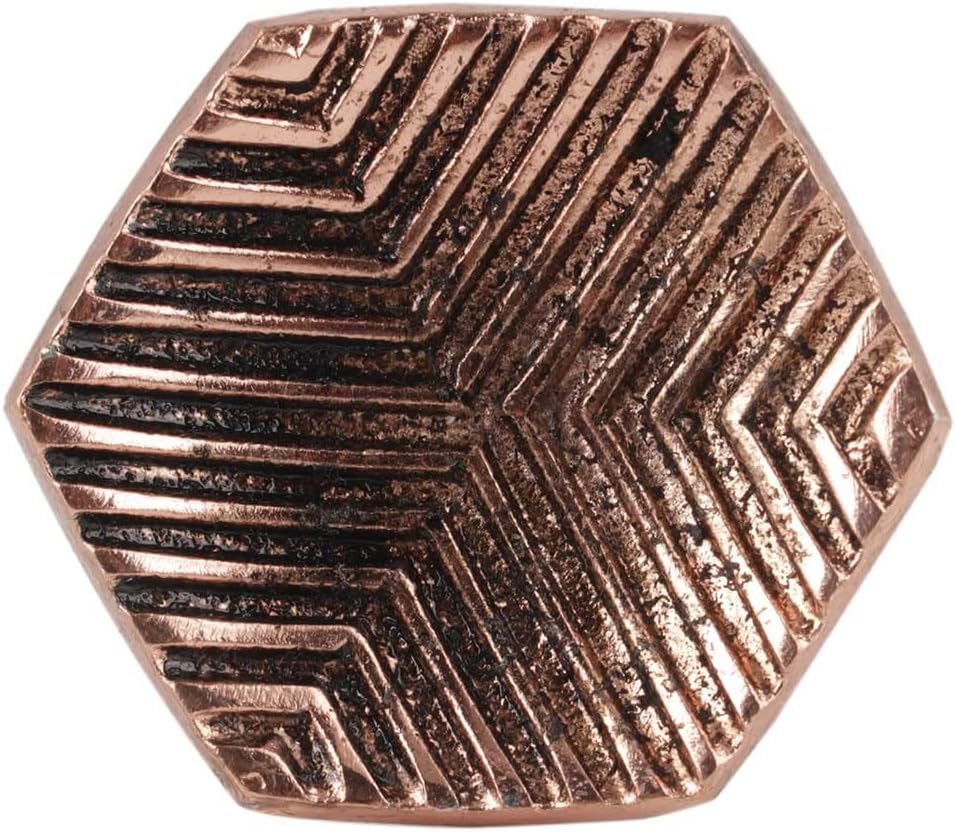 Indian Shelf 20 Piece Hexagon Stripe Aluminium Copper Elegant Drawer Knobs Cabinet Handles Dresser Pulls Stylish Home Decor