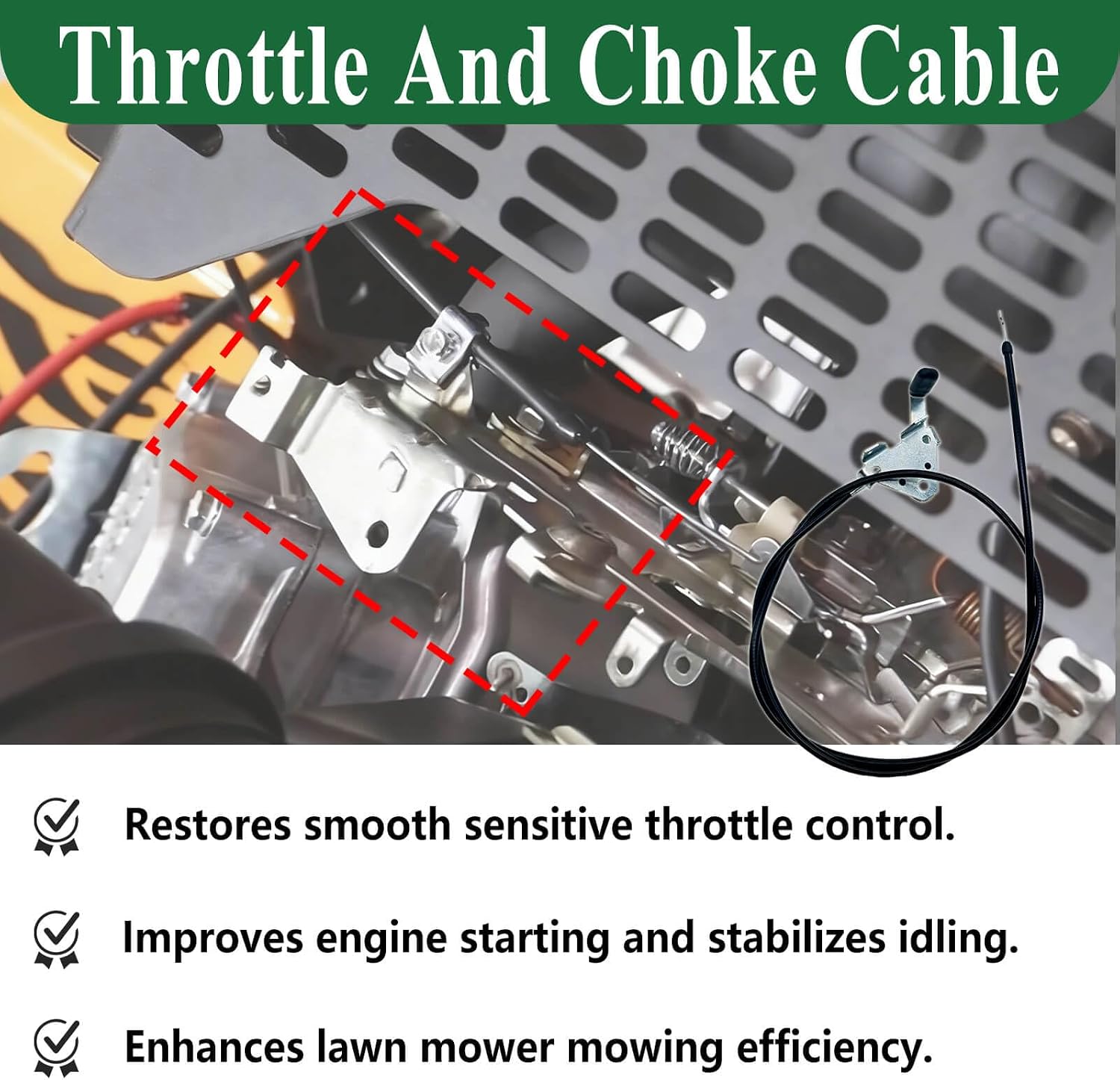 Throttle and Choke Cable Fit for Scag Lawn Mower, Replace 481363, Throttle Cable & Choke Cable for Scag Cheetah II Turf Tiger II, Lawn Mower Parts Replacement