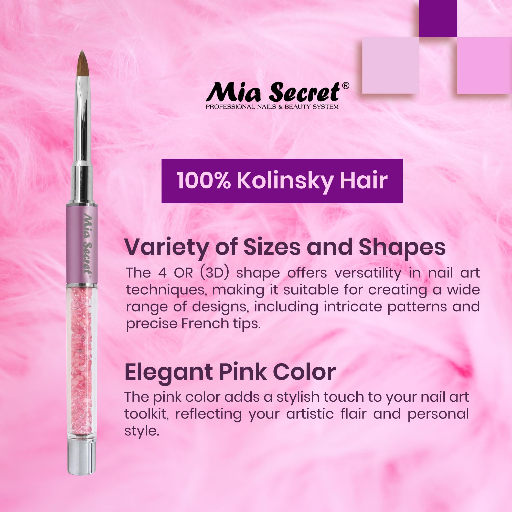 Mia Secret Premier Nail Art Brushes with 100% Kolinsky Hair