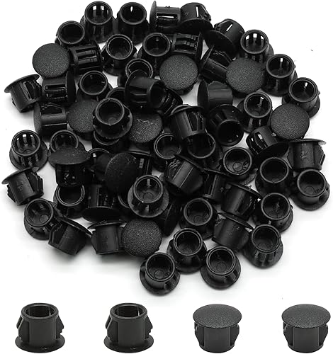 Vista 8 de 100 tapones de agujero blancos de 0.19 pulgadas, de plástico, tipo empotrado, a presión, tubo de orificio de bloqueo, postes de esgrima