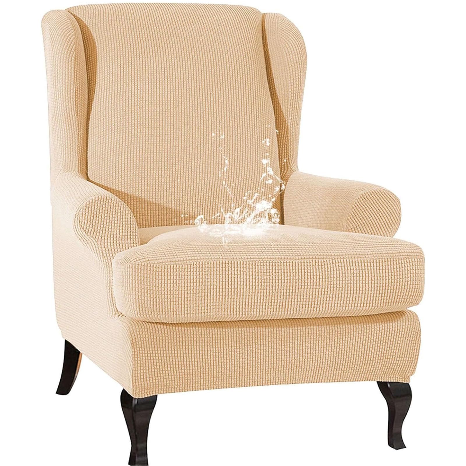 Leomix Waterproof Stretch Wingback Chair Slipcover, Wing Back Armchair Cover Sofa Cover Furniture Protector, Full Protection for Wingback Chair,K