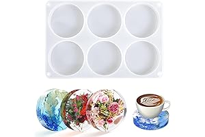 Round Resin Molds, Large 6 Cavity Coaster Silicone Molds