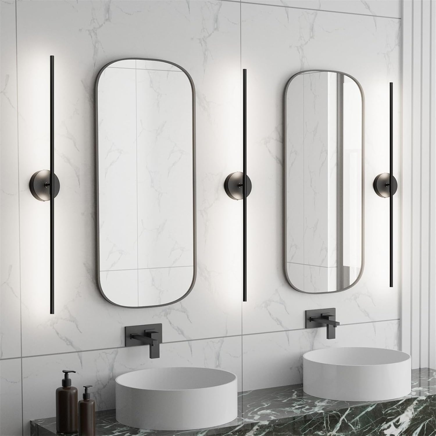 Modern Bathroom Vanity Light 40Inch,30W Matte Black Led Vanity Light Bar Over Mirror 360° Rotatable 5000K