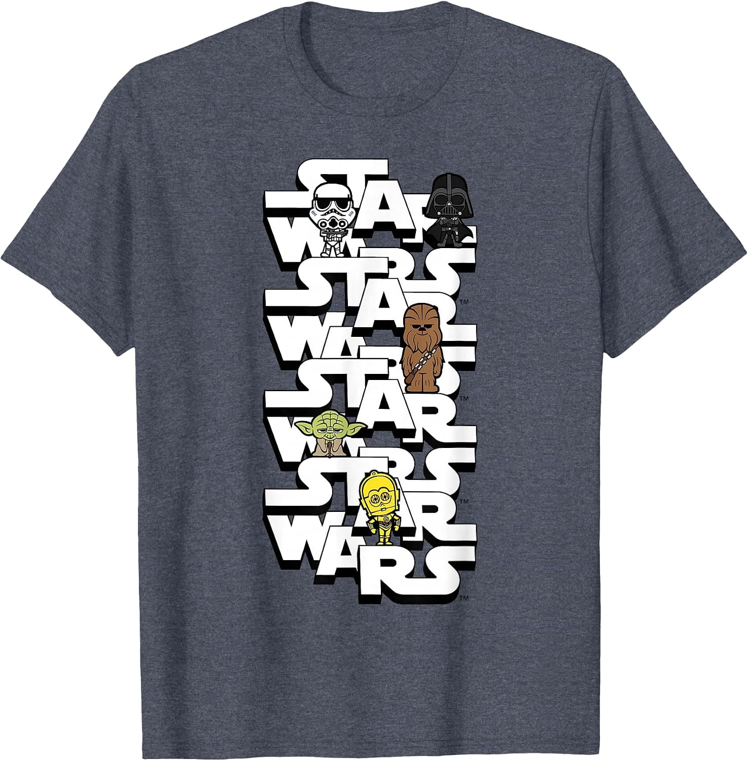 Star Wars Logo Darth Vader Yoda Kawaii Characters T-Shirt T-Shirt