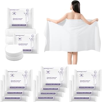 10 Pack Disposable Compressed Bath Towels for Travel 55X28 Portable | Thick durable reusable large size towel for camping hiking hotel business trip beach swimming pet towels individually wrapped