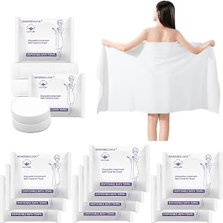 10 Pack Large Compressed Bath Towels Portable Lightweight Disposable Cotton Fiber Tablets Towel for Travel, Camping, Gym, Swimming, Beach (55" X 28")