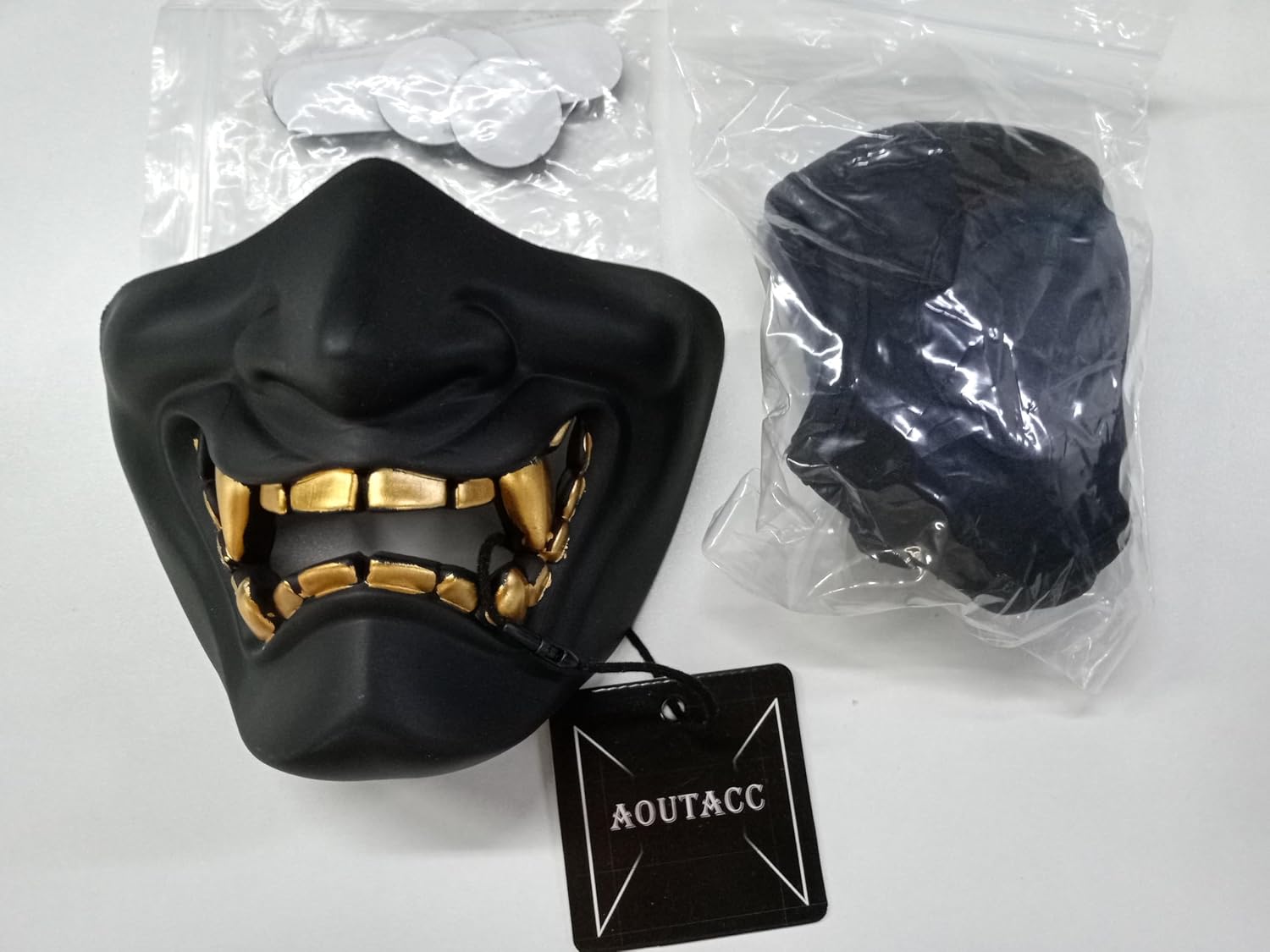 Airsoft Half Face Masks, Evil Demon Monster Kabuki Samurai Hannya Oni Half Face Protective Masks Masquerade Ball, Party, Halloween, Cs War Game