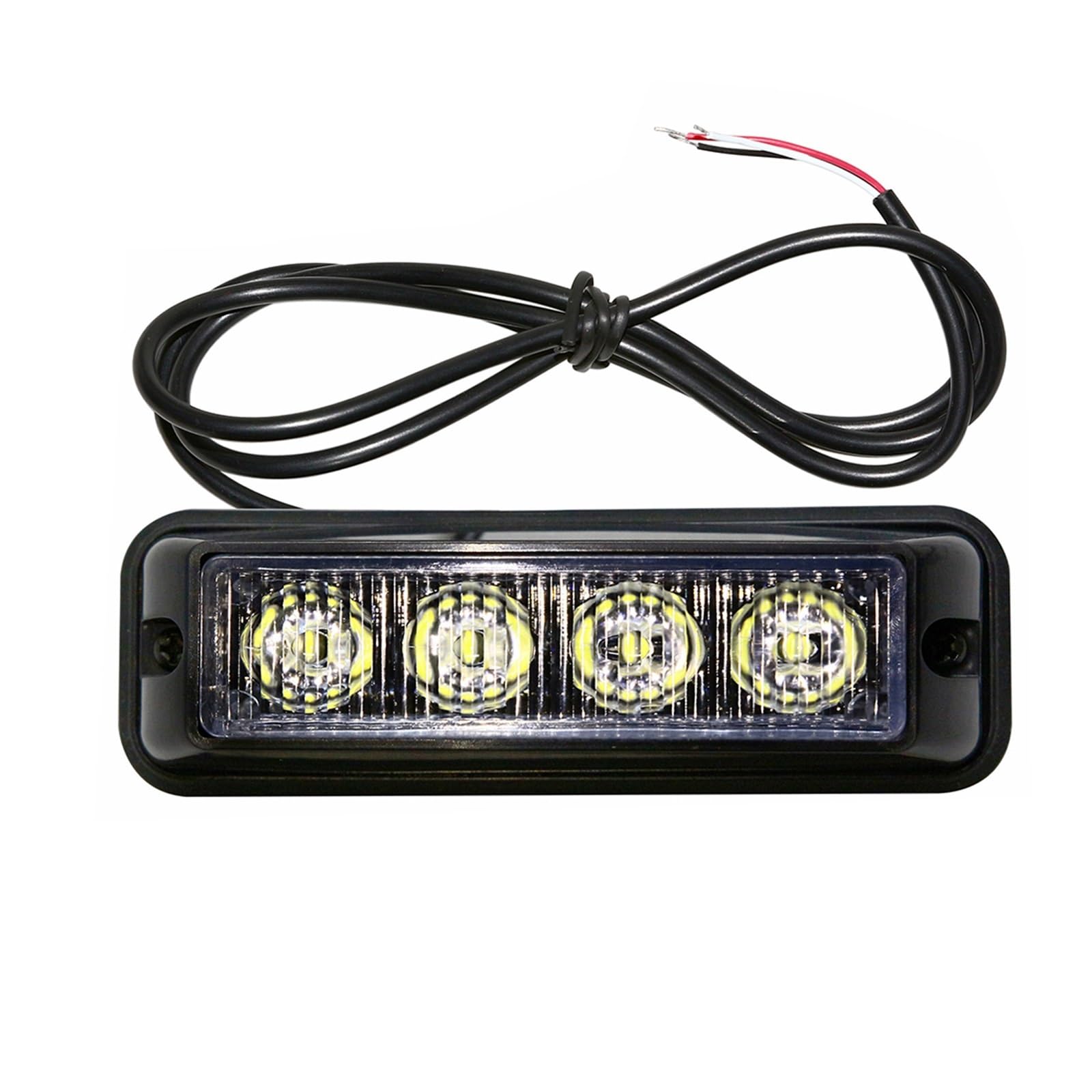 2 barras de luces intermitentes de advertencia de 4 o 6 LED for coche, con luz estroboscópica, baliza de emergencia y señal luminosa. 12V/24V. for vehículos y camiones.(Red,2pcs 4-LED Light)