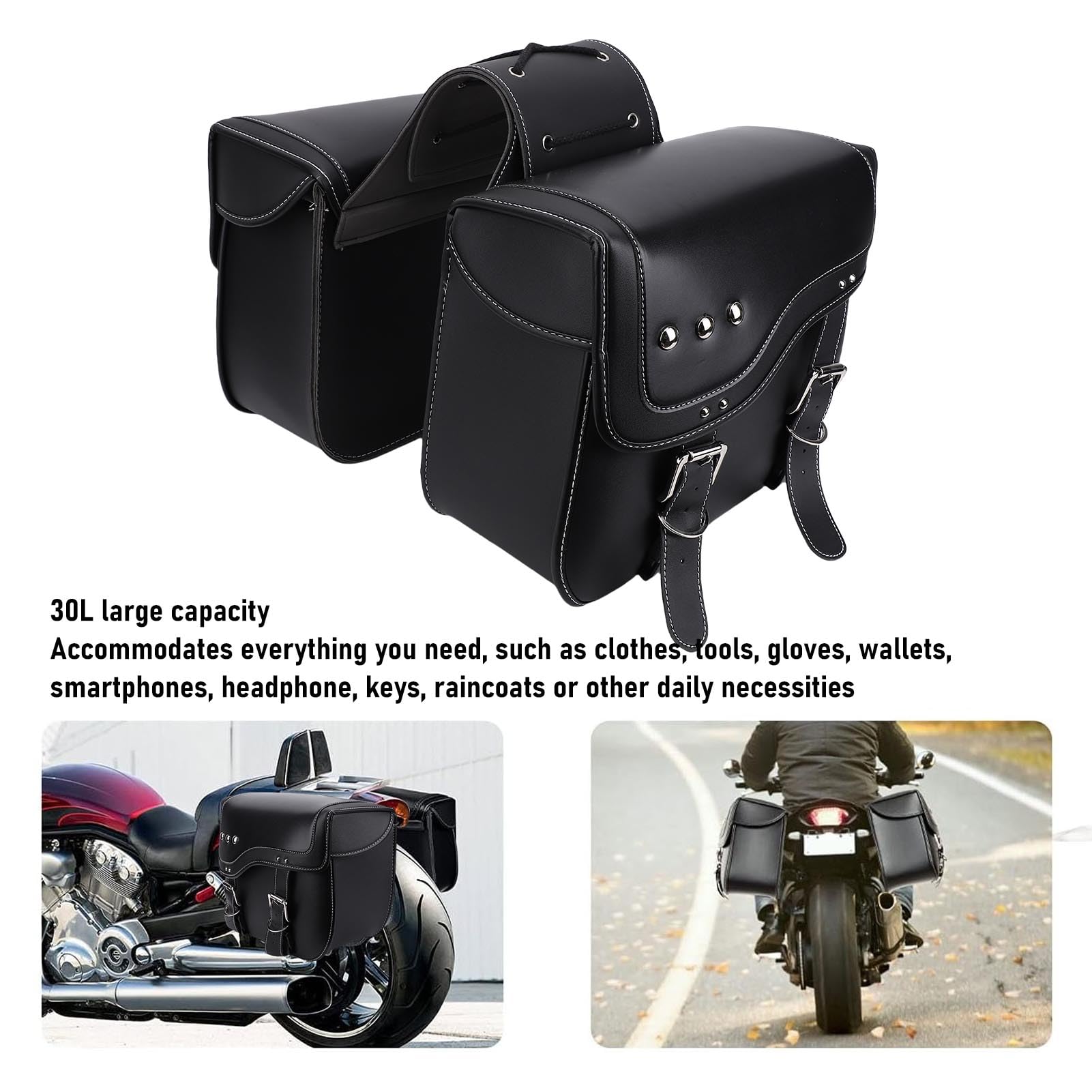 VBESTLIFE Torby Boczne do Motocykla 30L Duża pojemność Skórzane Boczne