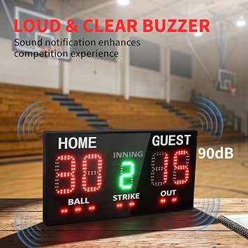 YZ LED Baseball Scoreboard for Fence, High-Light Digital Scoreboard with Remote, Portable Baseball Electronic Scoreboard, Softball Score Keeper with Innings Balls Strikes Outs Outdoor