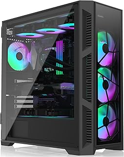 RAIJINTEK PONOS Ultra TG4 E-ATX Mid Tower PC Case, Opening Tempered Glass Side Panel, Pre-Install 4 ARGB Fans, Black (0R20B00225)