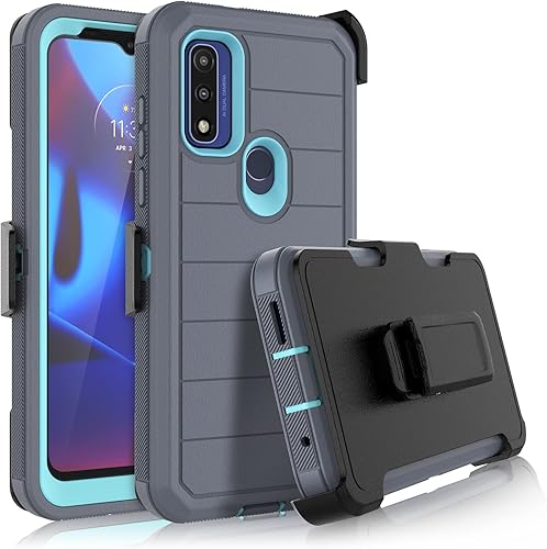 Njjex Funda resistente para Motorola Moto G Pure para Moto G Power 2022 con funda de clip para cinturón, protector de pantalla integrado resistente