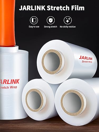 Miniatura 4 de JARLINK Paquete de 4 rollos de película de plástico con asas de plástico, calibre 60 de grosor, película de plástico de 5 pulgadas x 1000 pies,