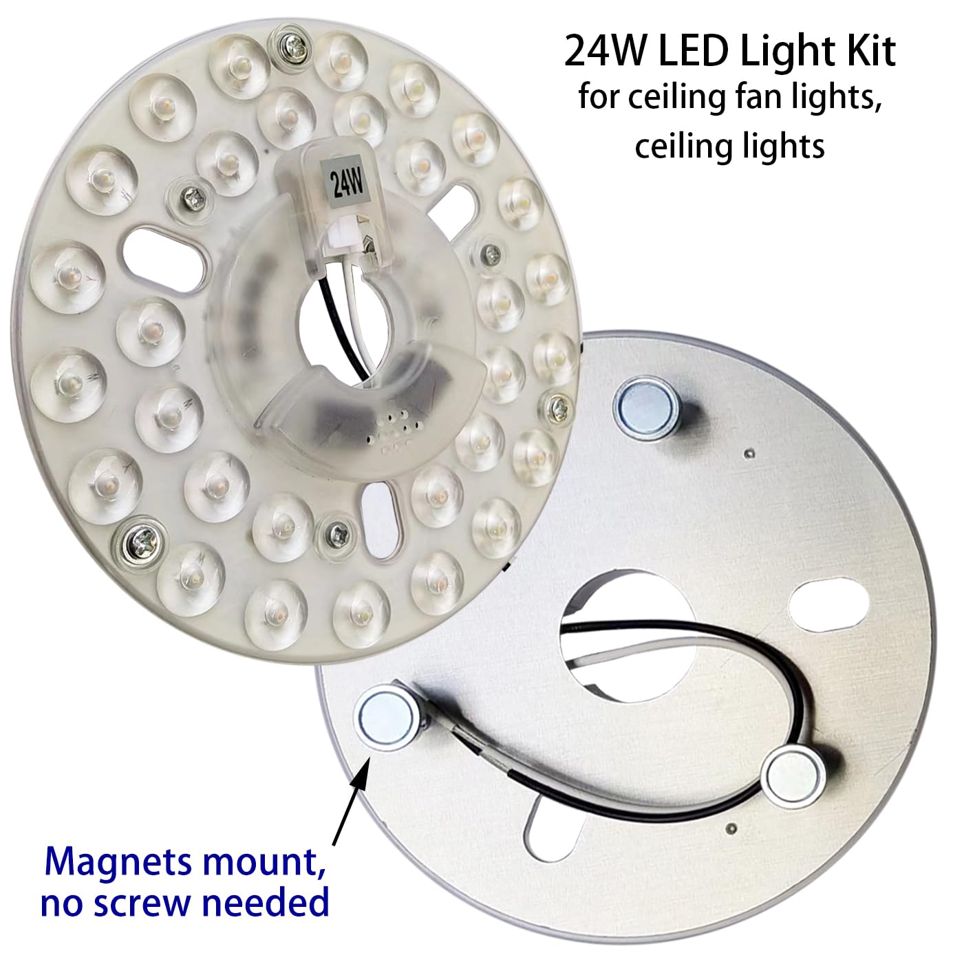 Kit de luz de ventilador de techo de 24 W, 5.3 pulgadas, repuesto de luz LED para panel de disco de motor para luz de techo empotrada, 3 CCT regulable 2