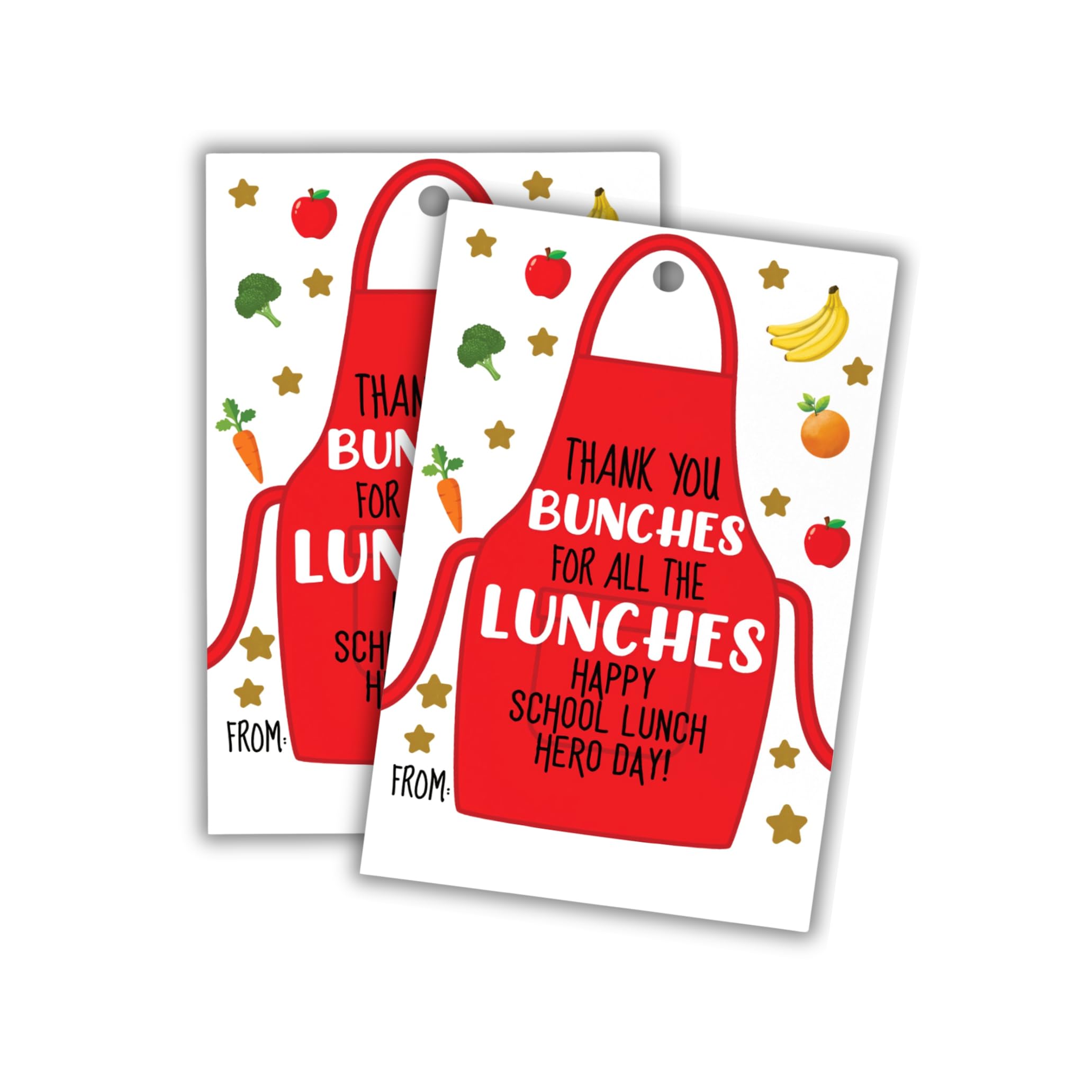 Thank You a Bunches for All The Lunches Gift Tag | 30 pk 2.5x3.5” Card Lunch Lady Cafeteria Worker Appreciation Elementary School End of Year Gifts