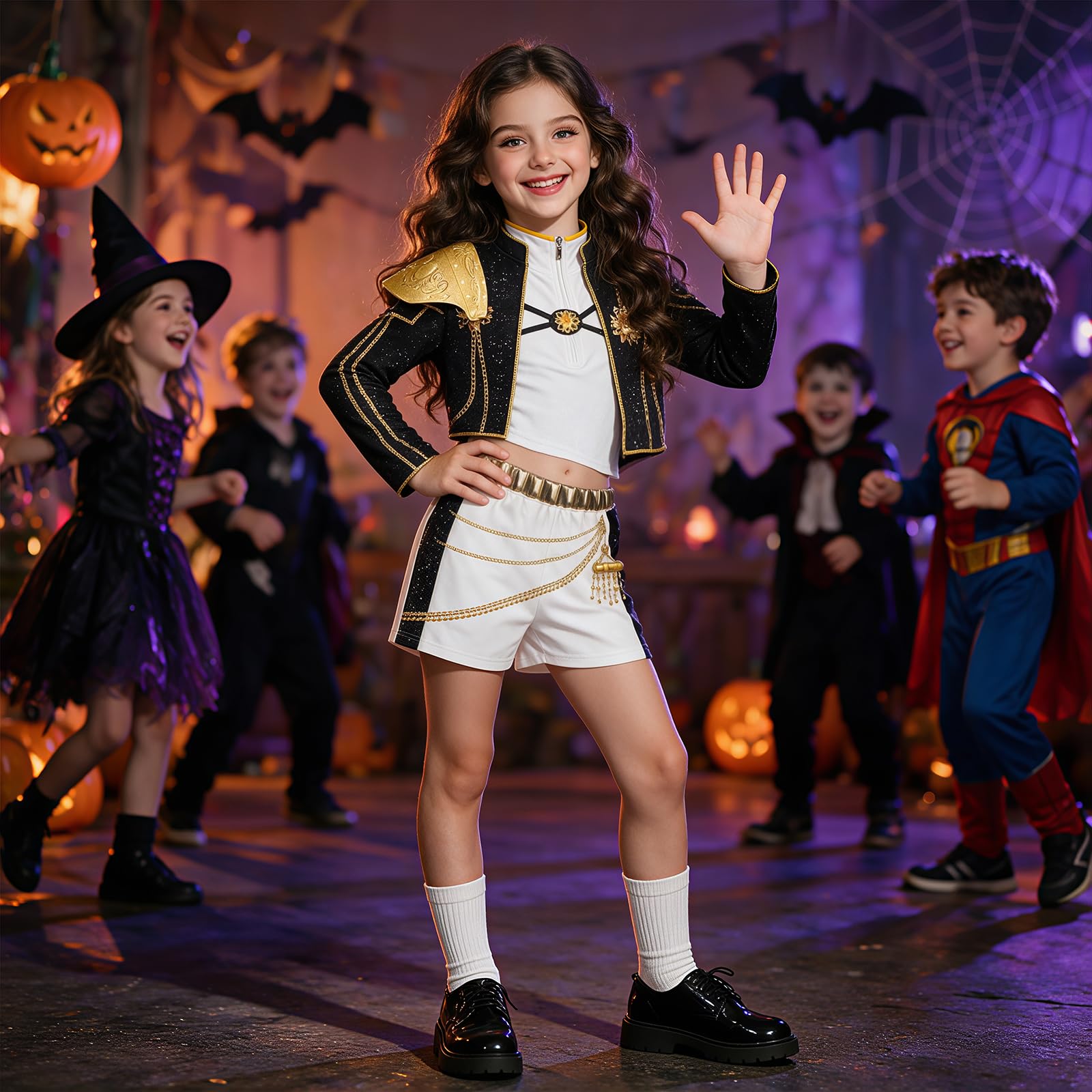 3PCS Deguisement Halloween Fille,Deguisement Kpop avec Veste,T-Shirt,Short