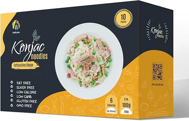 Hethstia Konjac Noodle Low-Carb Fettuccine Shirataki Noodles Keto Low Ca...