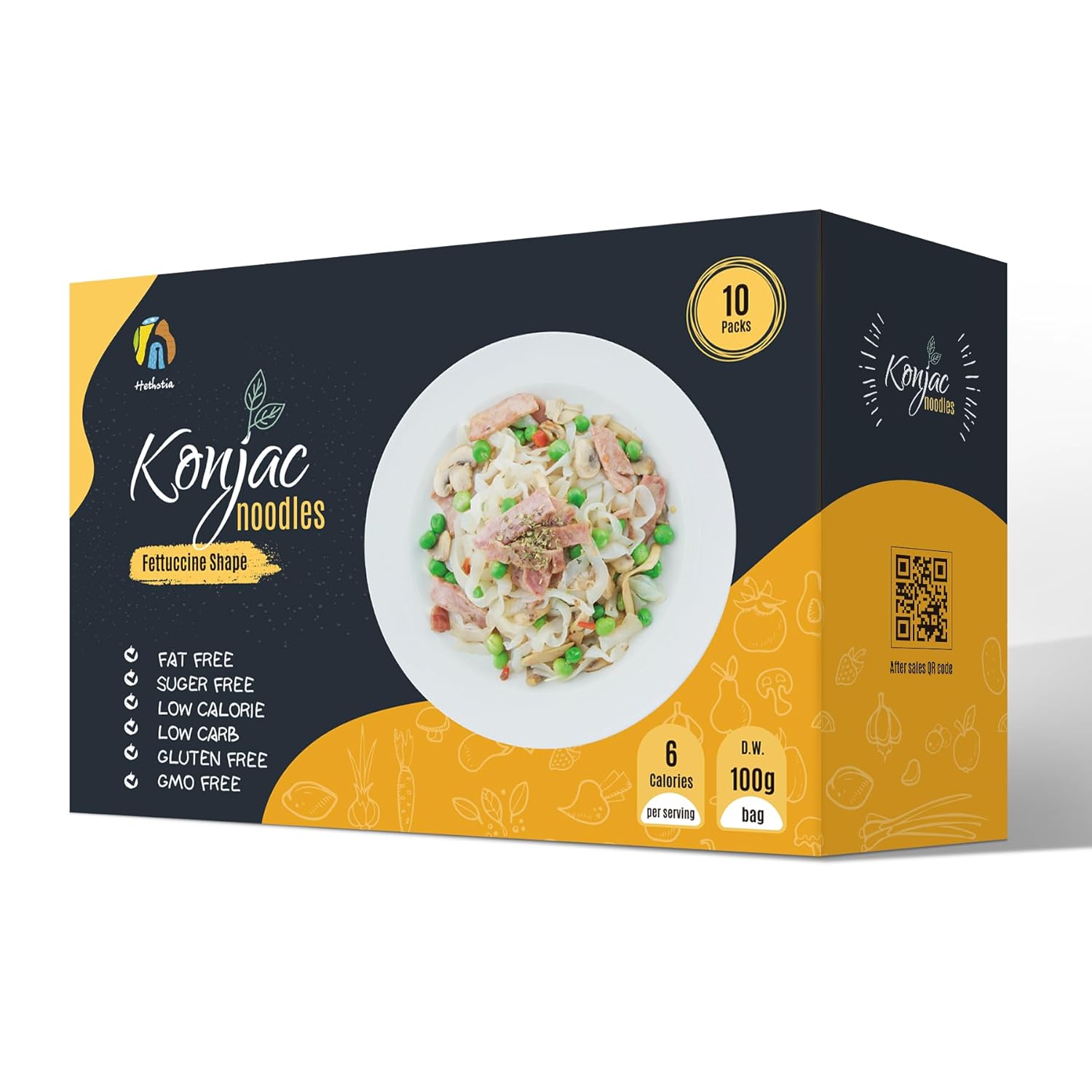 Hethstia Konjac Noodle Low-Carb Fettuccine Shirataki Noodles Keto Low Calorie Pasta Gluten Free, Vegan, Paleo-Friendly (5 oz, 10-Pack)