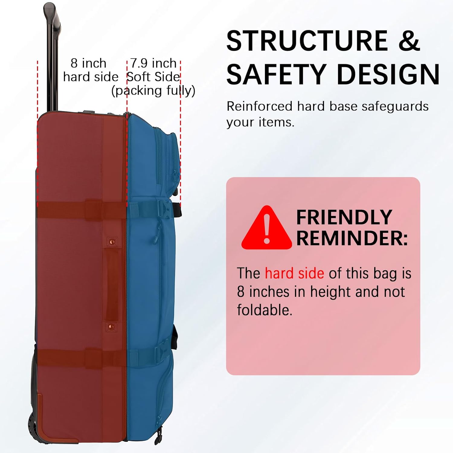 LARIPOP 33-inch Large Rolling Duffle Bag with Wheels and Handle,100L Travel Duffel Luggage Durable Ripstop Polyester Material,Multiple Interior and Exterior Pockets, - Image 6