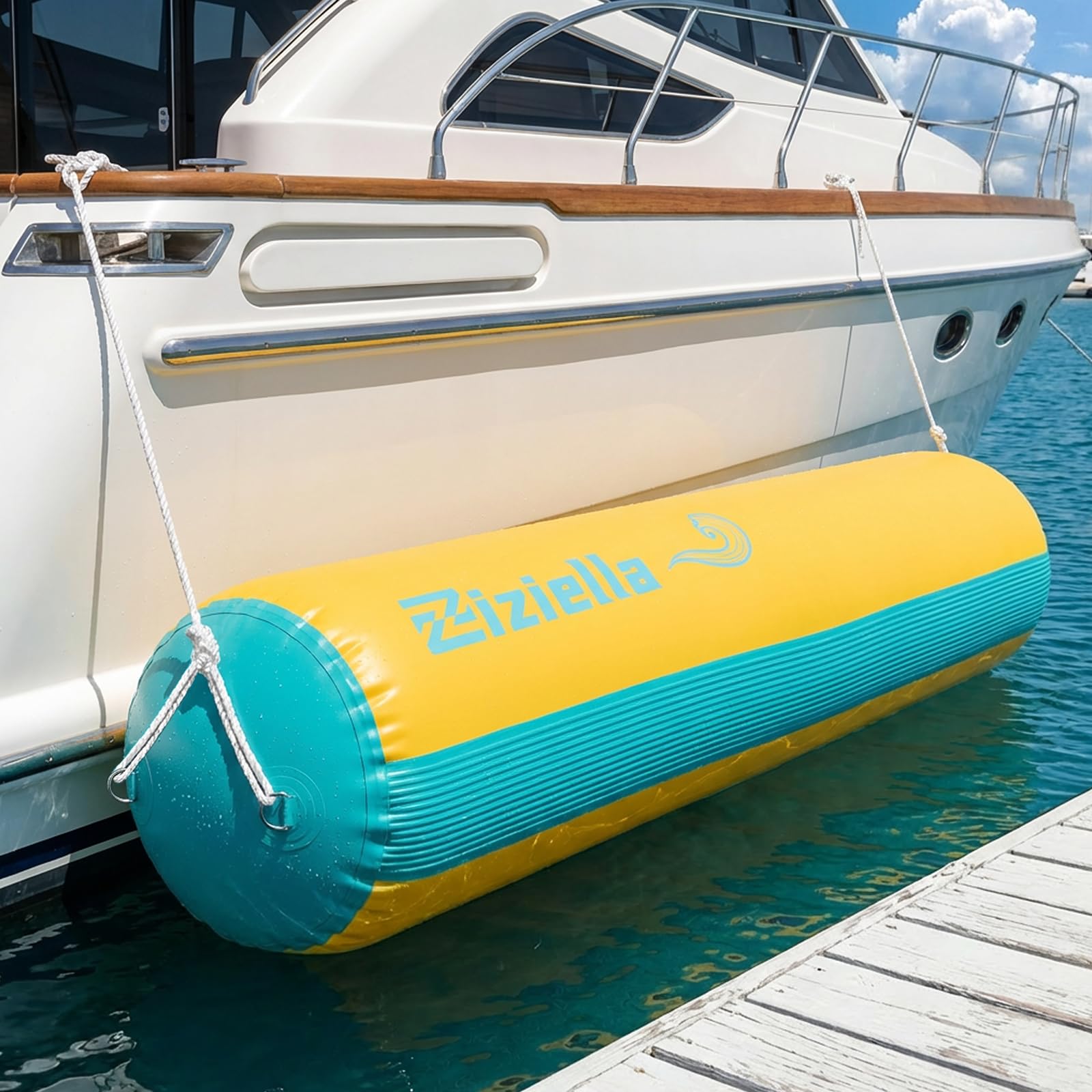 Inflatable Boat Fenders Boat Bumper, 4FT/6FT/10FT Heavy Duty Dock Fender with 2 Ropes Storage Bag, PVC Dock Bumper for Tying up Fishing Boats, Pontoon Boat, Yachts and Jet Ski