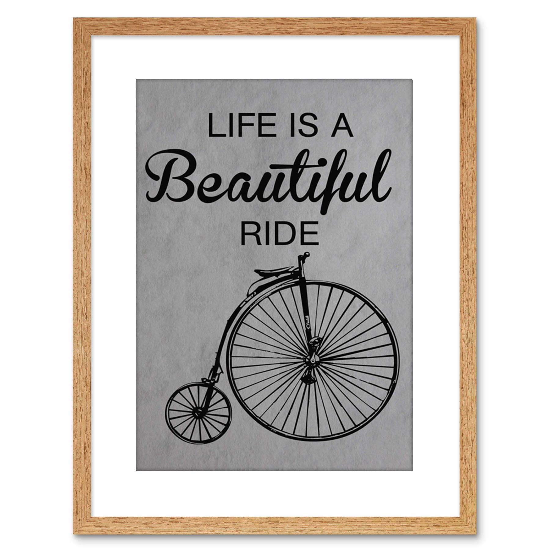 Wee Blue Coo QUOTE TYPOGRAPHY PENNY FARTHING BEAUTIFUL FRAMED PICTURE POSTER PRINT F97X10105
