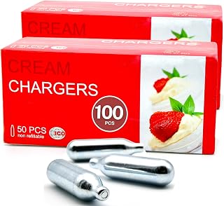 ICO Whipped Cream Charger, 100pcs, 8g N2O Nitrous Oxide Cartridges for Whipped Cream Dispenser, Cream Charger for Whipped Cream Maker