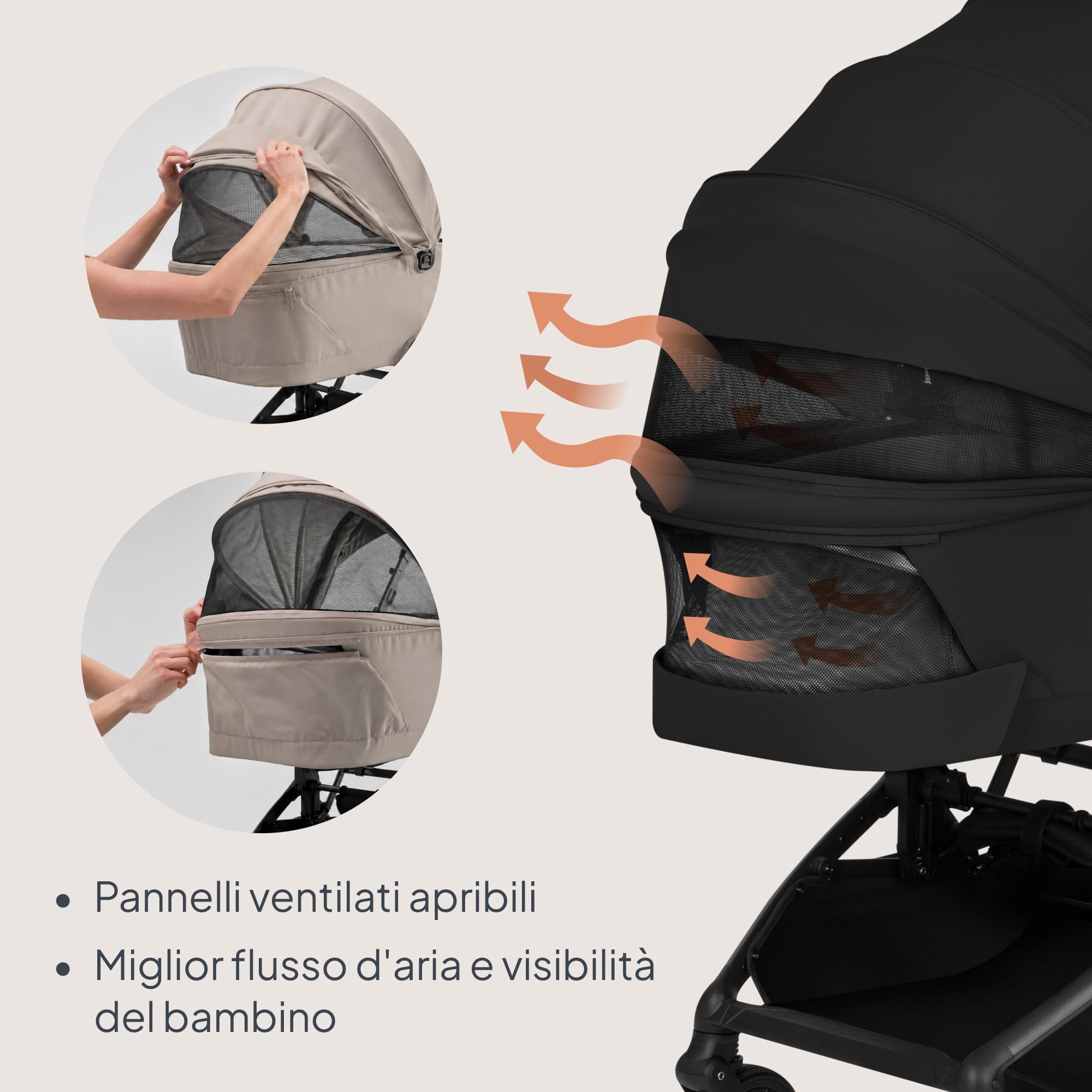 Lionelo Sia Flex Passeggino 2 in 1 (0-4 anni, 0-22 kg) Navicella Pieghevole | Ultraleggero, Compatto da Città, Chiusura con una Mano, UPF50+, Ventilazione 3D, Fibbia Magnetica, Posizione Sdraiata