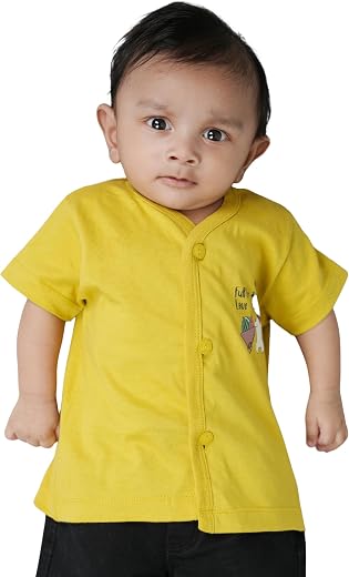 CocoBelle NYC Baby Boy's Solid Half Sleeve Shirt Cotton (6months-12months) Yellow