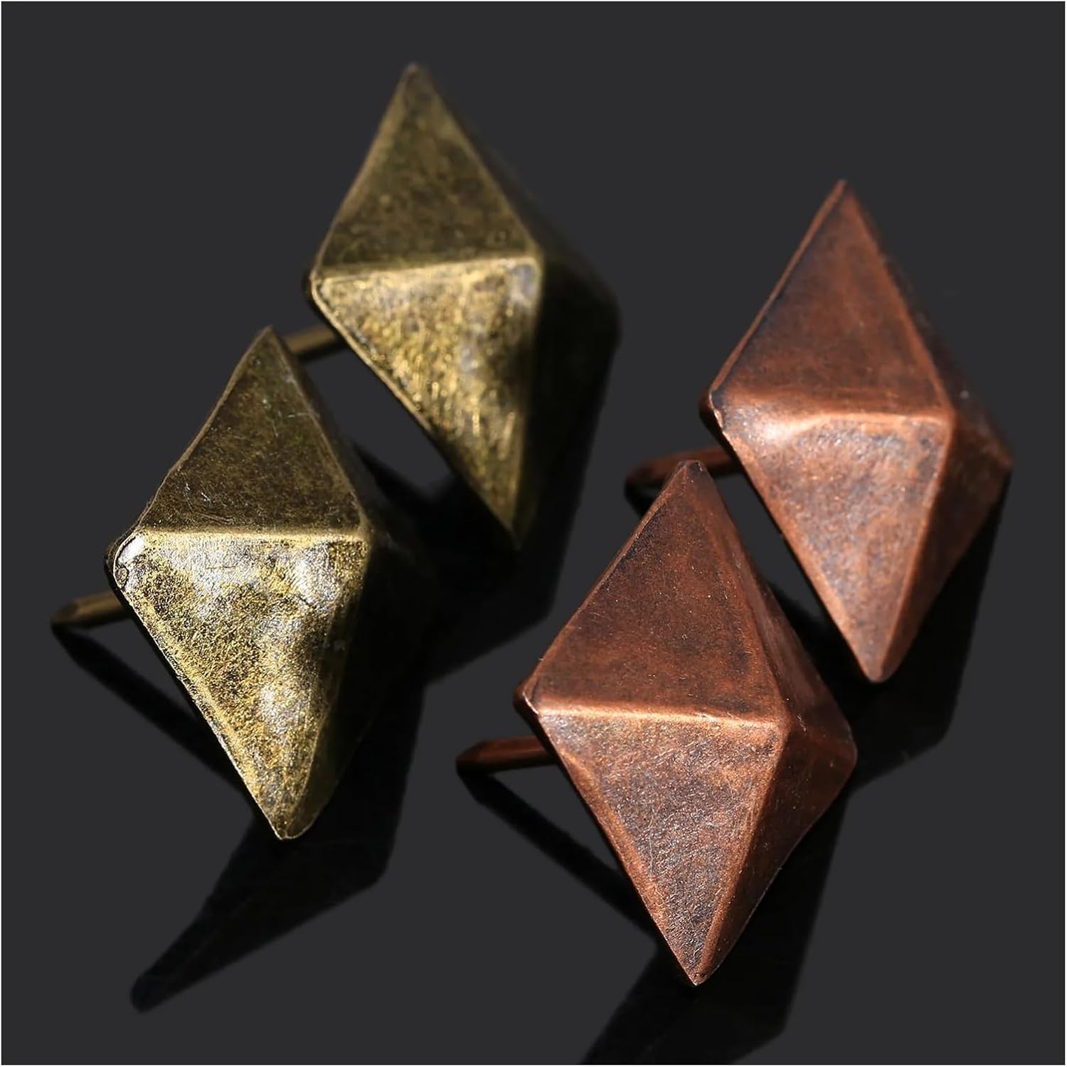 50Pcs Upholstery Tacks Bronze Antique Square Upholstery Nail Studs Leather Furniture Tools Home Decoration(Red bronze)