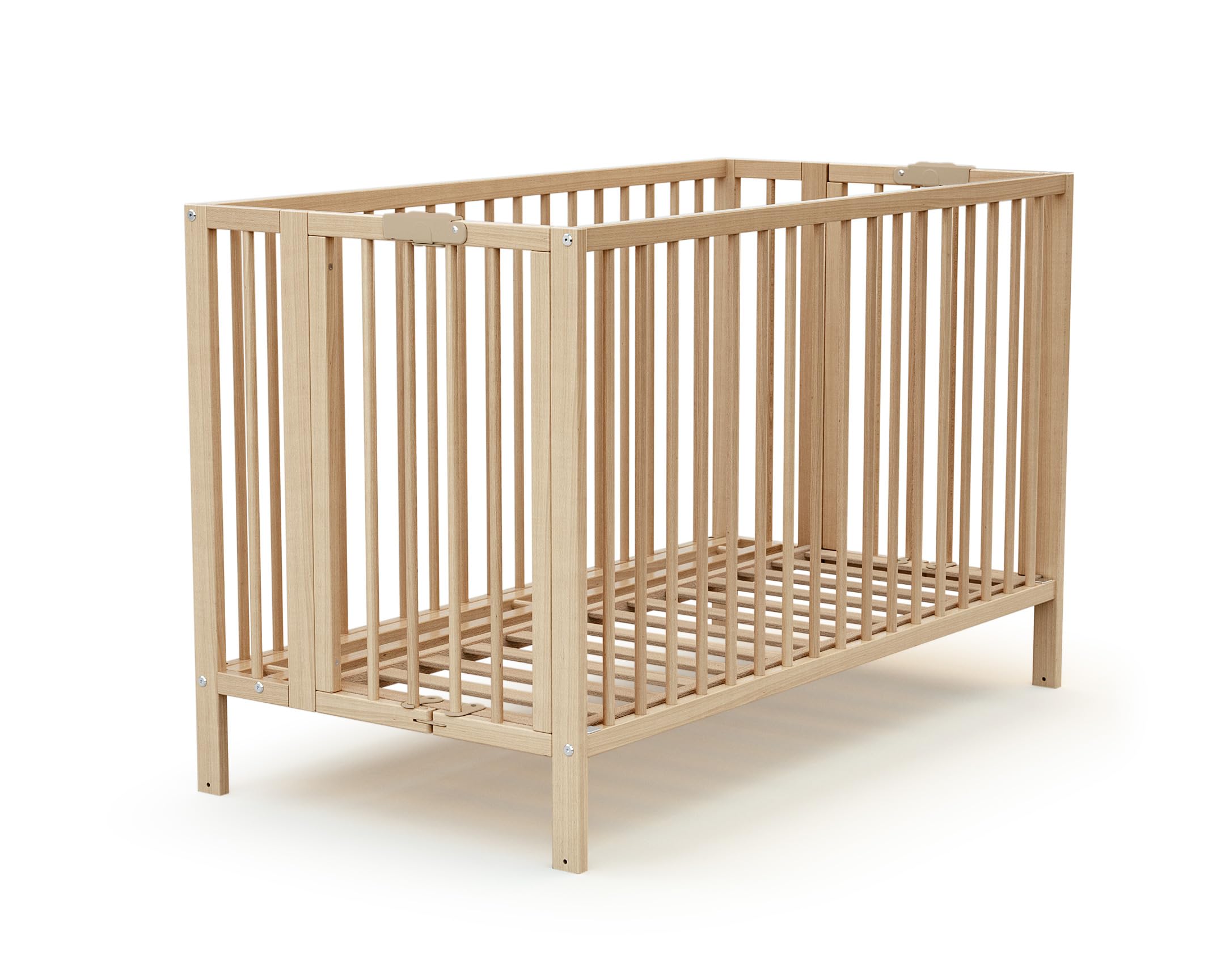 AT4 - Lettino bambini pieghevole ESSENTIEL legno - Faggio verni - 60 x 120-124,5 x 64,5 x 87,5 cm
