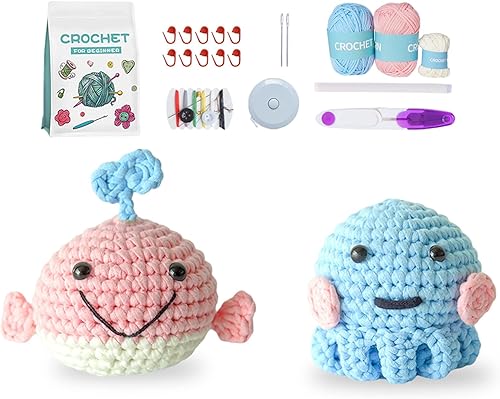 LINZHEAXY Kit de ganchillo para principiantes, kit de ganchillo para principiantes para adultos y niños, juego completo de ganchillo para