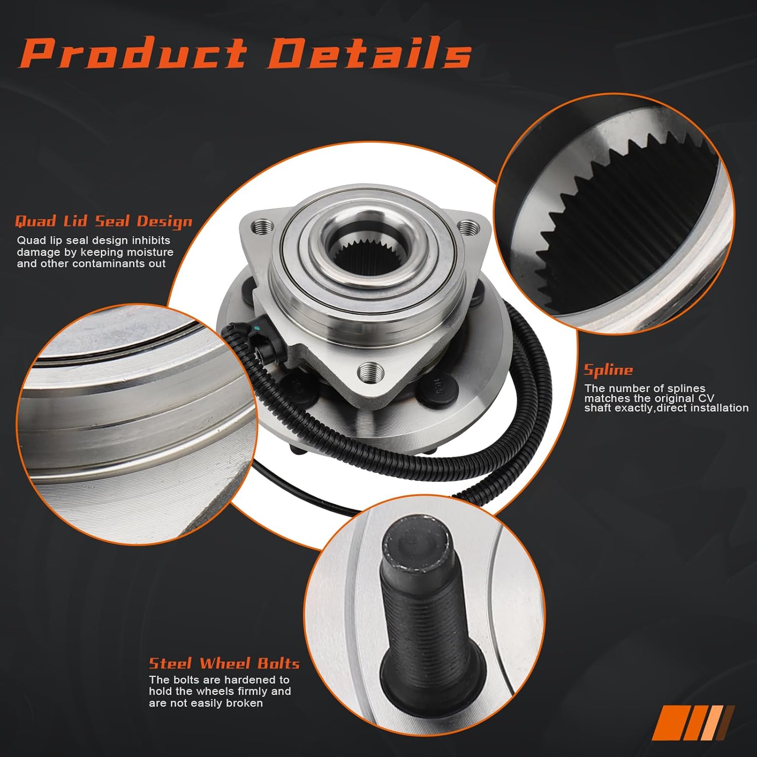 [Pair] DRIVESTAR Heavy Duty 513270 Front Wheel Hub & Bearing Assembly Driver/Passenger Side w/ABS for Dodge Nitro 2007-2011, Jeep Liberty 2008-2012, 5 Lug