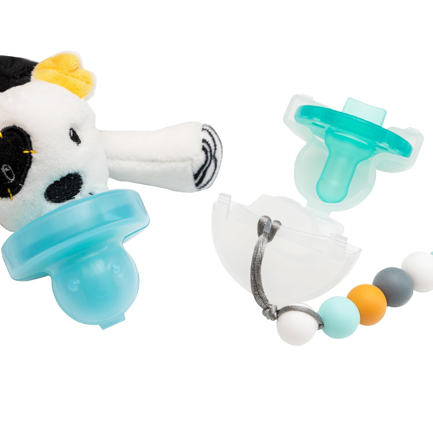 The Keepsie Pacifier Cover – Compatible with Pacifiers, Paci Clips & Plush Attachments | BPA-Free Travel Case (Blue & Clear, 2-Pack)