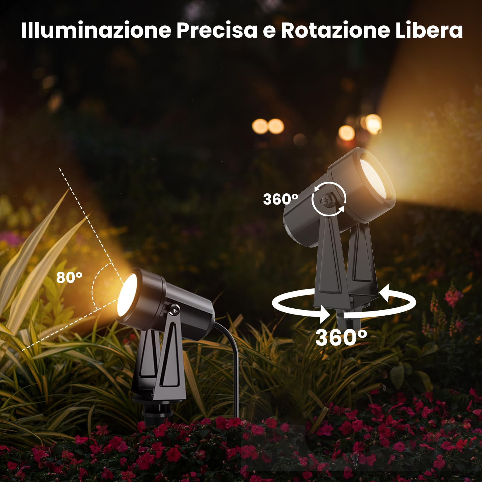 Yuusei Faretti da Esterno Set di 8/29.8M, Bianco Caldo 3000K Faretto LED, IP65 Impermeabile Applique per Giardino Esterno Patio Alberi Prato