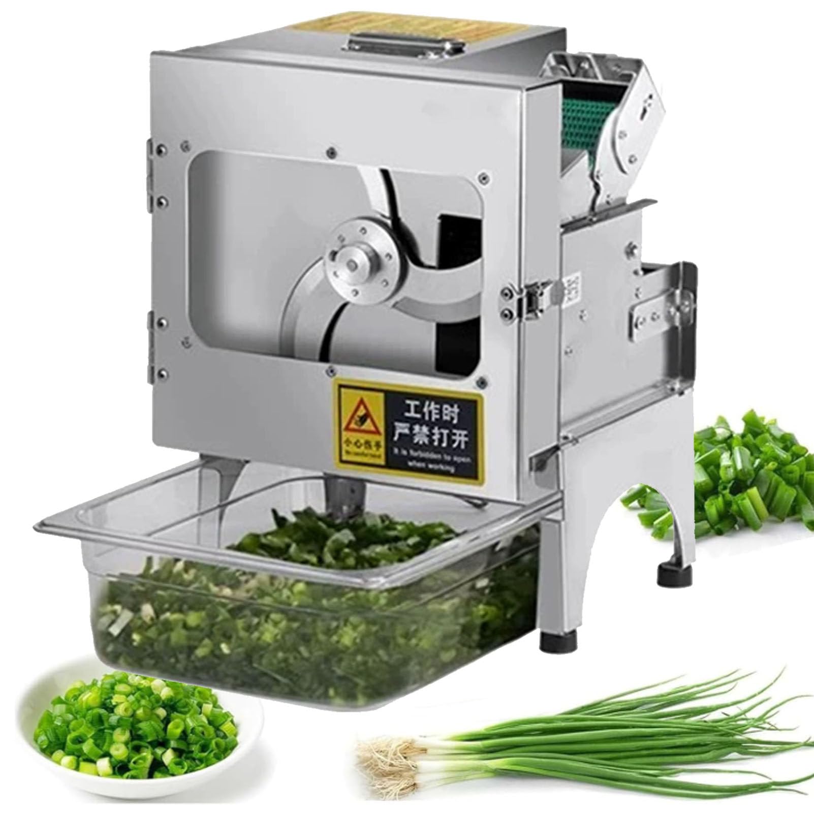 SENJINGHUA Commercial Scallion Slicer, 200kg/hour Spring Onion Chopper, Electric Vegetable Cutter, 700BPM Electric Leek Cutting Machine for Garlic Ginger Chili Potato Cucumber,B