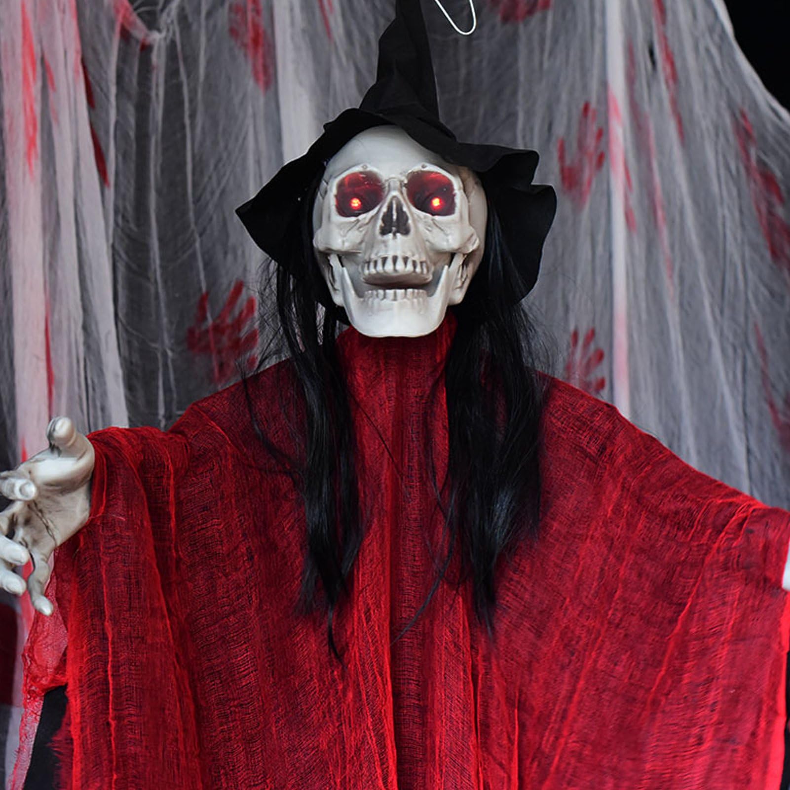 Wiszący Duch Na Halloween Z Dźwiękiem I światłem — Latający Duch Na Baterie Do Upiornych Dekoracji Na Imprezę Halloween